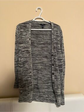 GAP Black and Gray Marled Knit Cardigan